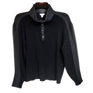 Calvin Klein Men's Golf Pullover Snap Neck Long Sleeve Sweatshirt Sz M Black